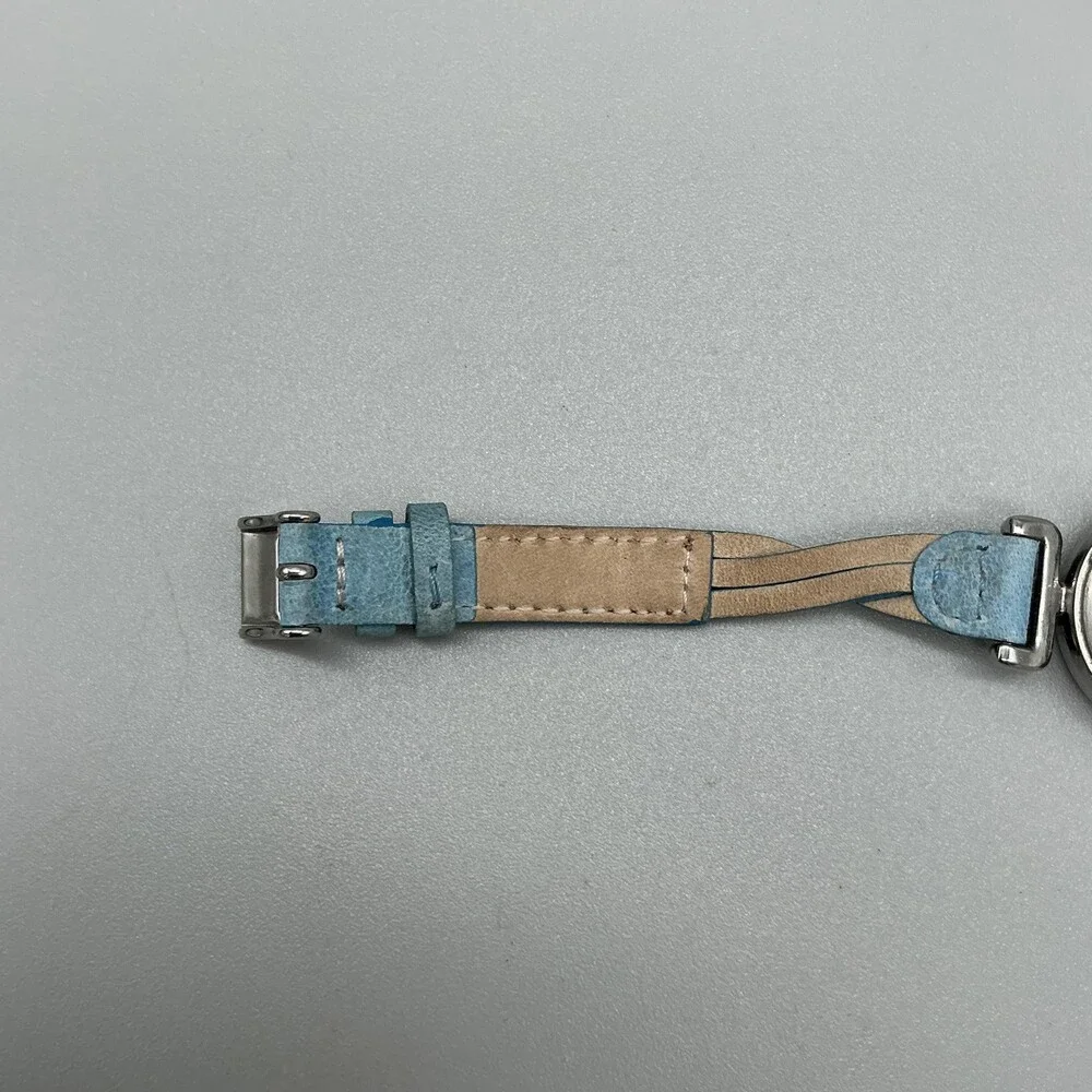 Timex Womens Watch 25mm White Dial Blue Leather Braided Strap New Battery